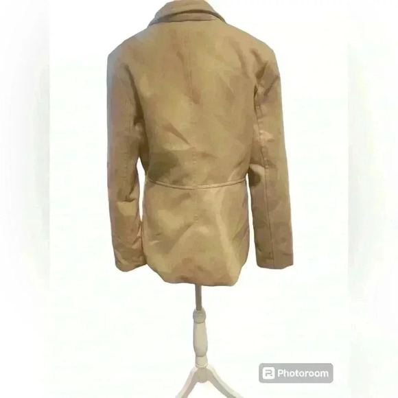 Old Navy Peacoat in Tan with lining fake pockets four buttons in front size Med - Picture 4 of 6